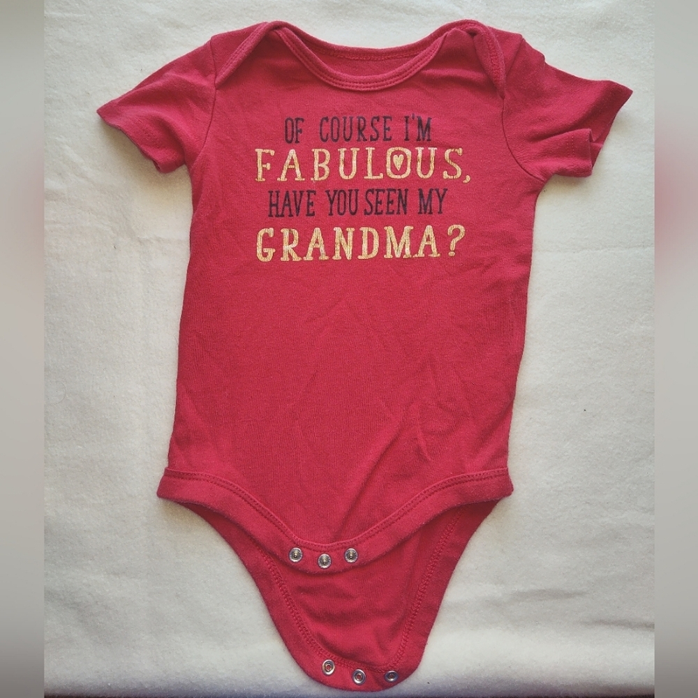 Fabulous Grandma Short Sleeved Red Bodysuit Size 18 Months